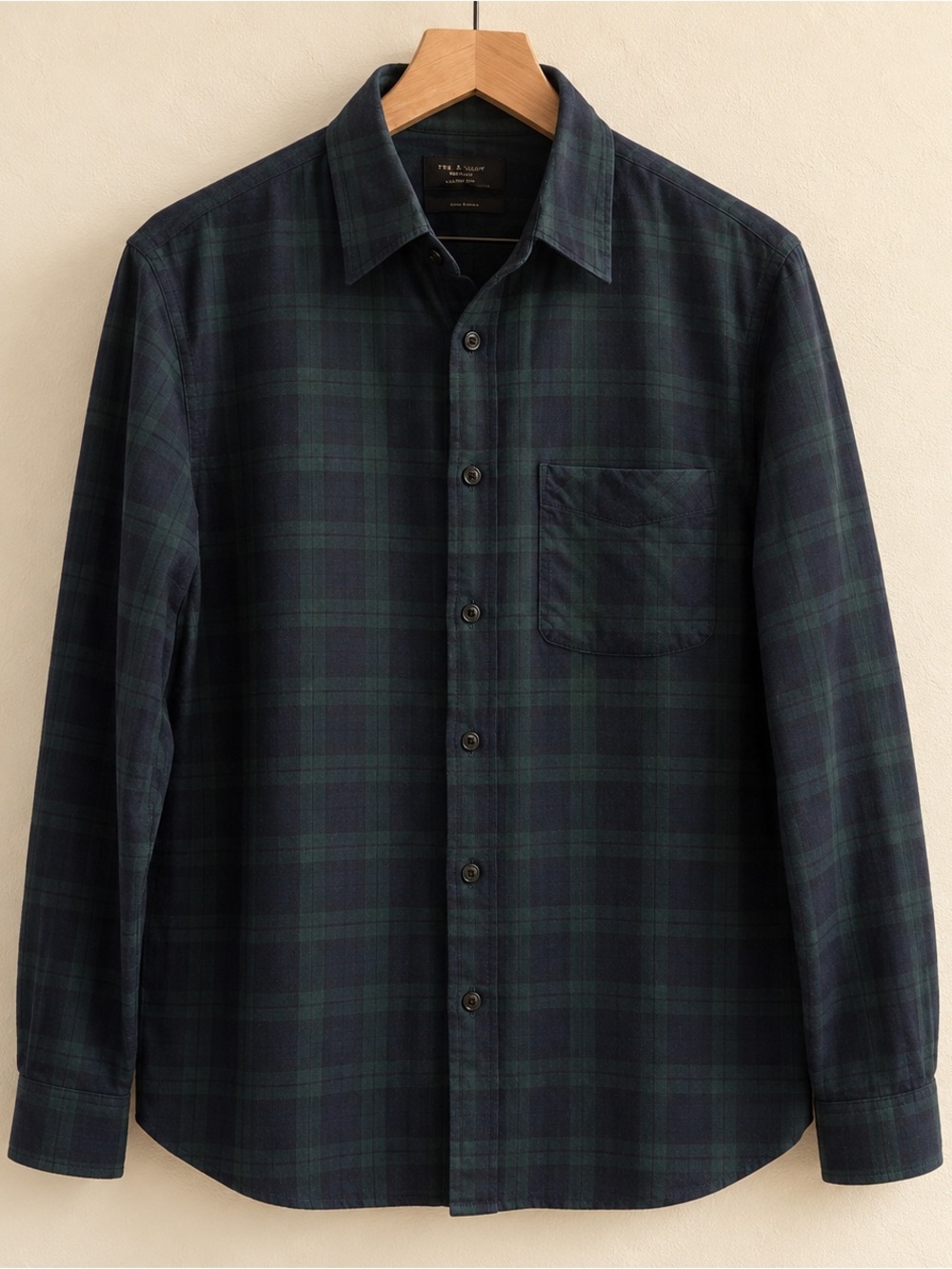 Rag & Bone New York Men's Dark Green & Navy Plaid Button-Up Shirt Jacket